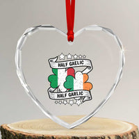 Funny Half Gaelic Half Garlic Heart Crystal Glass Ornament Irish Italian St. Patrick's Day - Wonder Print Shop