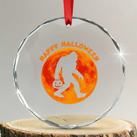 Funny Halloween Bigfoot Crystal Glass Ornament Sasquatch Full Moon Jack O Lantern TS11