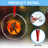 Funny Halloween Bigfoot Crystal Glass Ornament Sasquatch Full Moon Jack O Lantern - Wonder Print Shop