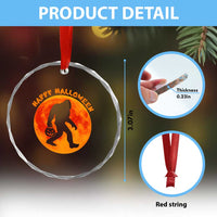 Funny Halloween Bigfoot Crystal Glass Ornament Sasquatch Full Moon Jack O Lantern TS11