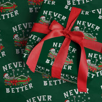 Funny Halloween Christmas Never Better Wrapping Paper Roll Xmas Skeleton Coffin - Wonder Print Shop