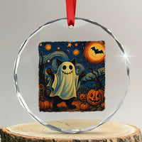 Funny Halloween Ghost Cat Crystal Glass Ornament Starry Night Van Gogh Cat Lover Gifts TS10