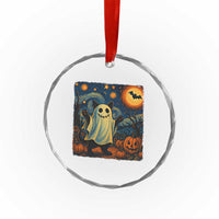Funny Halloween Ghost Cat Crystal Glass Ornament Starry Night Van Gogh Cat Lover Gifts TS10