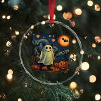 Funny Halloween Ghost Cat Crystal Glass Ornament Starry Night Van Gogh Cat Lover Gifts TS10