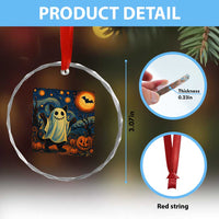 Funny Halloween Ghost Cat Crystal Glass Ornament Starry Night Van Gogh Cat Lover Gifts TS10