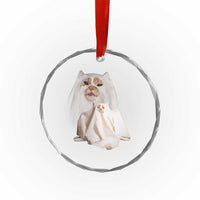 Funny Halloween Ghost Cat Meme Crystal Glass Ornament TS10