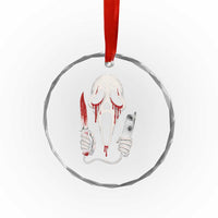 Funny Halloween Scary Face Ghost Crystal Glass Ornament Horror Slasher Bloody Knife - Wonder Print Shop