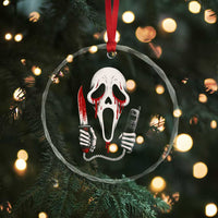 Funny Halloween Scary Face Ghost Crystal Glass Ornament Horror Slasher Bloody Knife TS11