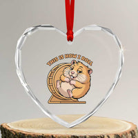 Funny Hamster This Is How I Roll Heart Crystal Glass Ornament Cute Rodent Wheel Meme