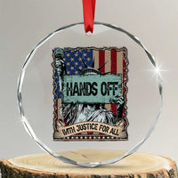 Funny Hands Off With Justice For All Crystal Glass Ornament Statue Of Liberty American Flag - Wonder Print Shop