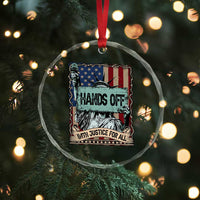 Funny Hands Off With Justice For All Crystal Glass Ornament Statue Of Liberty American Flag - Wonder Print Shop