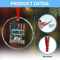 Funny Hands Off With Justice For All Crystal Glass Ornament Statue Of Liberty American Flag - Wonder Print Shop