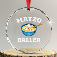 Funny Hanukkah Baseball Crystal Glass Ornament Matzo Baller Matzah Ball Jewish Chanukah Sports Lover - Wonder Print Shop