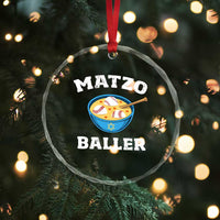 Funny Hanukkah Baseball Crystal Glass Ornament Matzo Baller Matzah Ball Jewish Chanukah Sports Lover - Wonder Print Shop