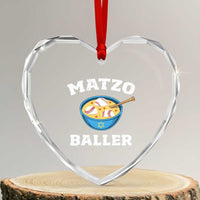Funny Hanukkah Baseball Heart Crystal Glass Ornament Matzo Baller Matzah Ball Jewish Chanukah Sports Lover - Wonder Print Shop