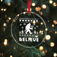 Funny Hanukkah Bigfoot Crystal Glass Ornament Believe Ugly Sweater Jewish Holiday Gift TS12