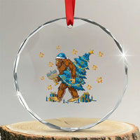 Funny Hanukkah Bigfoot Lover Jewish Holiday Gift Crystal Glass Ornament - Wonder Print Shop