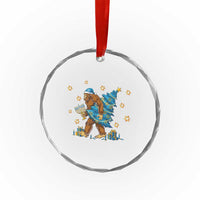 Funny Hanukkah Bigfoot Lover Jewish Holiday Gift Crystal Glass Ornament TS12