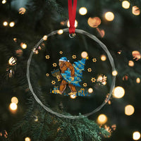 Funny Hanukkah Bigfoot Lover Jewish Holiday Gift Crystal Glass Ornament TS12