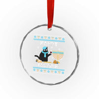 Funny Hanukkah Cat Crystal Glass Ornament Happy Hanukcat Drinking Black Cat Jewish Menorah Chanukah TS02