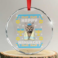 Funny Hanukkah Cat Crystal Glass Ornament Happy Hanukcat Menorah Ugly Chanukah Jewish Festival TS02