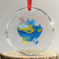 Funny Hanukkah Cat Crystal Glass Ornament Kawaii Cat Eating Ramen Anime Jewish Kitten TS09