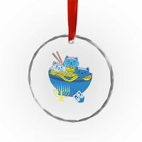 Funny Hanukkah Cat Crystal Glass Ornament Kawaii Cat Eating Ramen Anime Jewish Kitten TS09