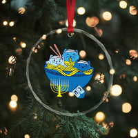 Funny Hanukkah Cat Crystal Glass Ornament Kawaii Cat Eating Ramen Anime Jewish Kitten TS09