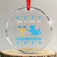 Funny Hanukkah Cat Crystal Glass Ornament Light The Meownorah Jewish Menorah Chanukah TS02