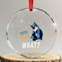 Funny Hanukkah Cat Crystal Glass Ornament What Hanukcat Chanukah Jewish Festival TS02