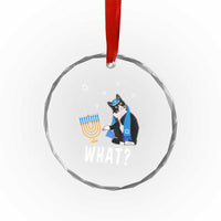 Funny Hanukkah Cat Crystal Glass Ornament What Hanukcat Chanukah Jewish Festival TS02