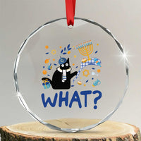 Funny Hanukkah Cat What Crystal Glass Ornament TS09
