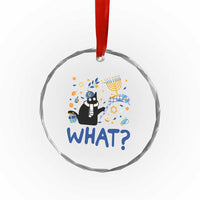 Funny Hanukkah Cat What Crystal Glass Ornament TS09