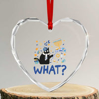 Funny Hanukkah Cat What Heart Crystal Glass Ornament - Wonder Print Shop