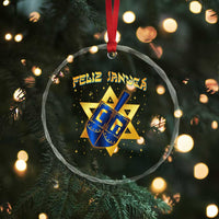 Funny Hanukkah Crystal Glass Ornament Feliz Januca Jewish Sephardic Ladino TS09