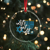 Funny Hanukkah Crystal Glass Ornament Let's Get Lit Menorah David Star TS11