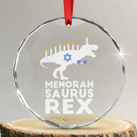 Funny Hanukkah Crystal Glass Ornament Menorah Saurus Rex Dinosaur David Star TS11
