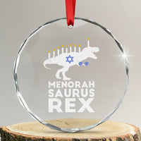 Funny Hanukkah Crystal Glass Ornament Menorah Saurus Rex Dinosaur David Star TS11