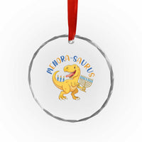 Funny Hanukkah Dinosaur Celebration Festival Of Lights Gift Crystal Glass Ornament Menorasaurus - Wonder Print Shop