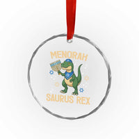 Funny Hanukkah Dinosaur Lover Crystal Glass Ornament Menorasaurus Rex Festival Of Lights Gift TS12