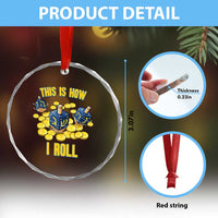 Funny Hanukkah Dreidel Crystal Glass Ornament This Is How I Roll Gift TS12