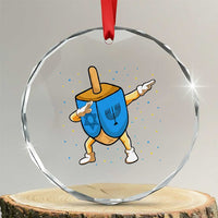 Funny Hanukkah Dreidel Dabbing Holiday Gift Crystal Glass Ornament - Wonder Print Shop
