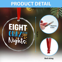 Funny Hanukkah Eight Crazy Nights Crystal Glass Ornament Menorah David Stars TS11