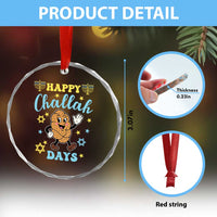 Funny Hanukkah Food Lover Gift Crystal Glass Ornament Happy Challah Days TS12