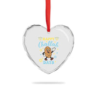 Funny Hanukkah Food Lover Gift Heart Crystal Glass Ornament Happy Challah Days - Wonder Print Shop
