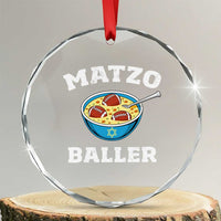 Funny Hanukkah Football Crystal Glass Ornament Matzo Baller Matzah Ball Jewish Chanukah Sports Lover - Wonder Print Shop