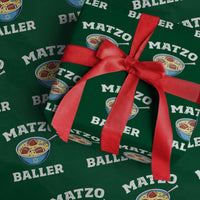 Funny Hanukkah Football Wrapping Paper Roll Matzo Baller Matzah Ball Jewish Chanukah Sports Lover - Wonder Print Shop