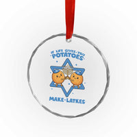 Funny Hanukkah Gift Crystal Glass Ornament If Life Gives You Potatoes Make Latkes TS12