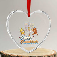 Funny Hanukkah Heart Crystal Glass Ornament Dab Dreidel Menorah Challah Gift - Wonder Print Shop