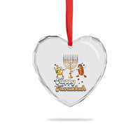 Funny Hanukkah Heart Crystal Glass Ornament Dab Dreidel Menorah Challah Gift - Wonder Print Shop